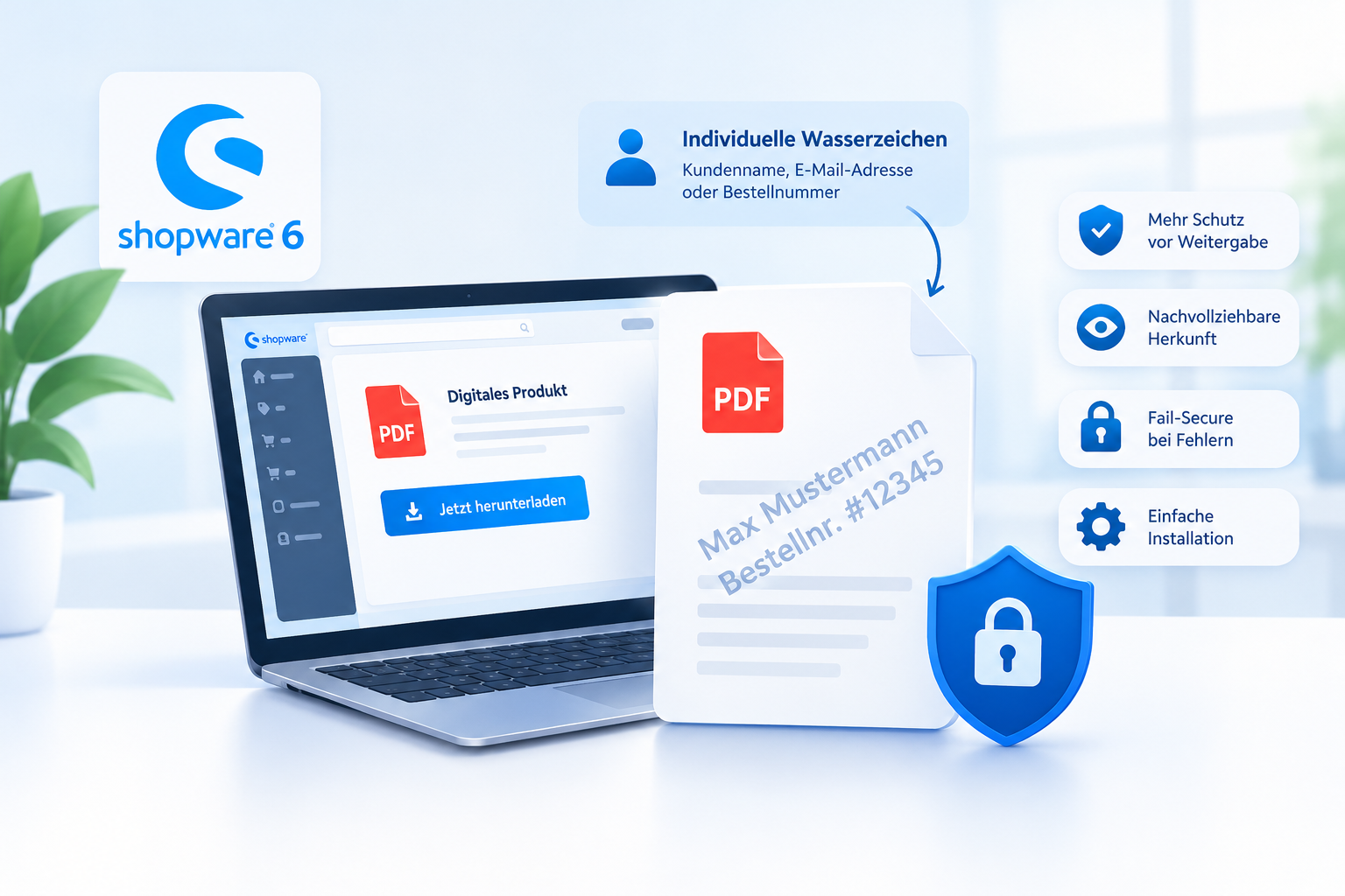 Chroń pliki PDF w Shopware 6 za pomocą wtyczki znaków wodnych PDF