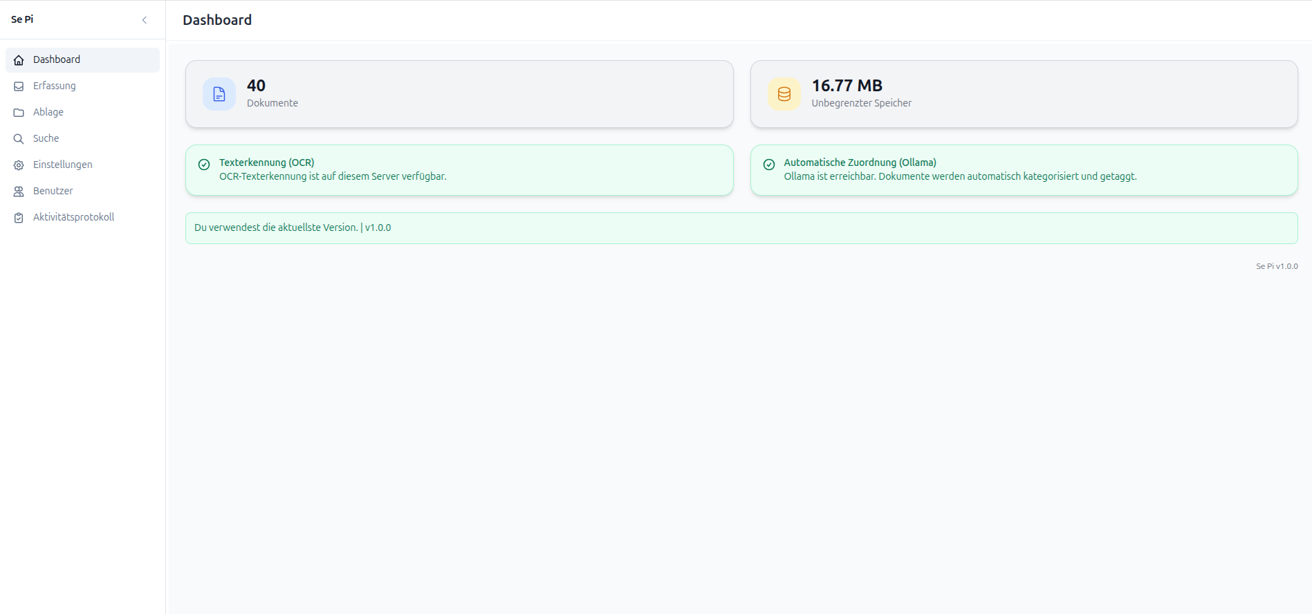 Selbst gehostetes DMS – Screenshot