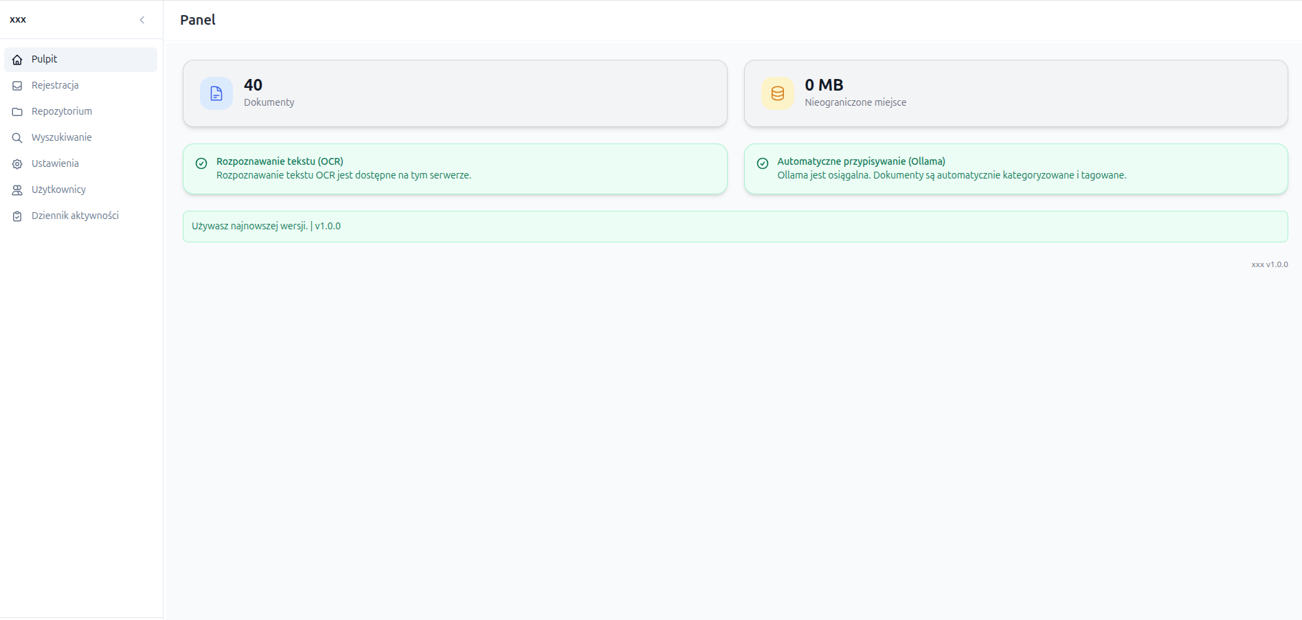 Samodzielnie hostowany system DMS – Screenshot