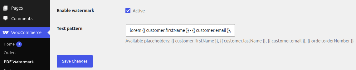 PDF Watermark Plugin for WooCommerce – Screenshot